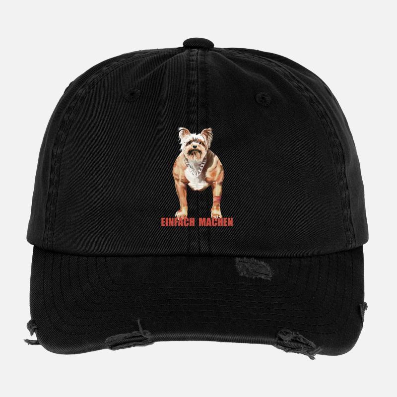 Humorvoller Doggynator mit Spruch Flexfit Vintage Destroyed Cap