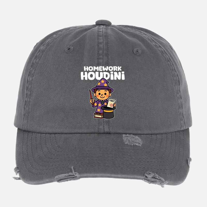 HOMEWORK HOUDINI - TEACHER GIFT Flexfit Vintage Destroyed Cap