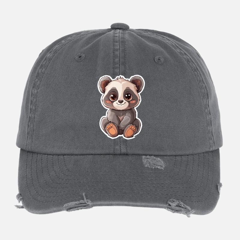 Ours panda mignon Casquette vintage effet usé Flexfit