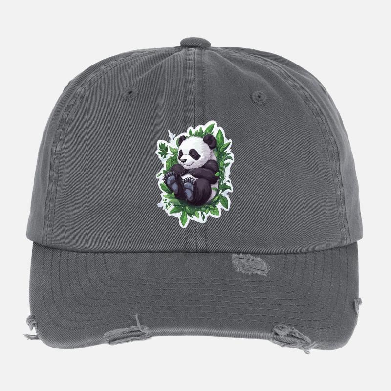 Ours panda mignon Casquette vintage effet usé Flexfit