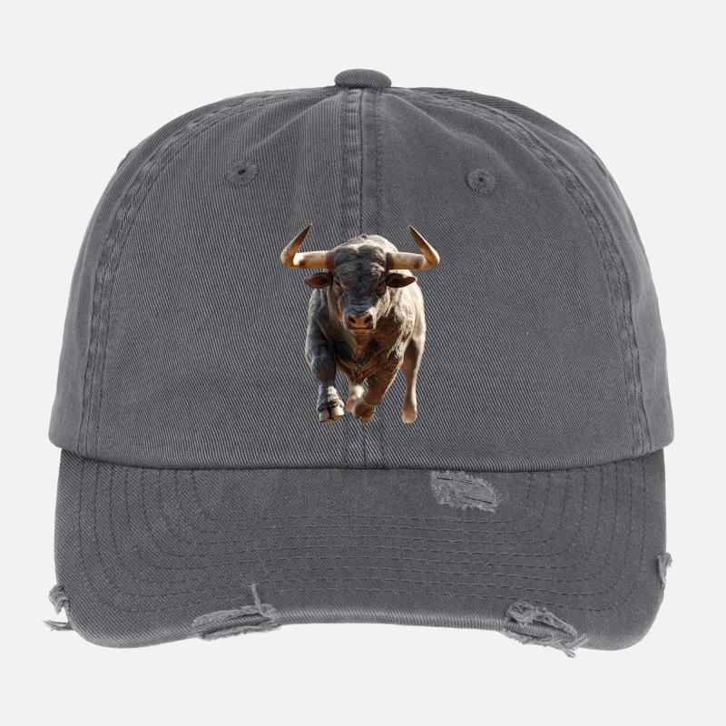 Taureau Bœuf Bovins Vache Taureau Taureau Casquette vintage effet usé Flexfit