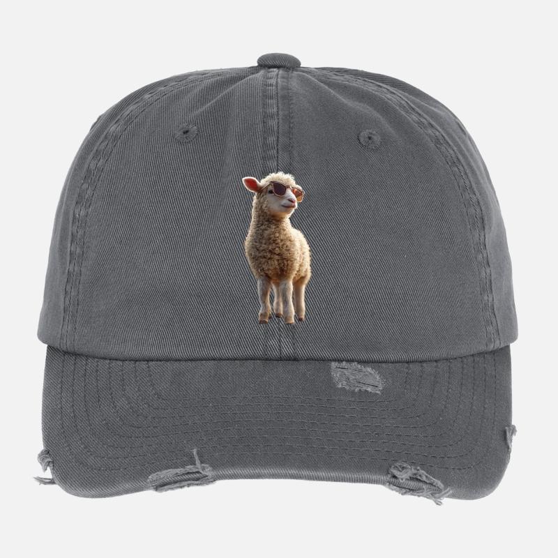 Schaf Lamm Schäfchen Hausschaf Schäfer Süße Schafe Flexfit Vintage Destroyed Cap