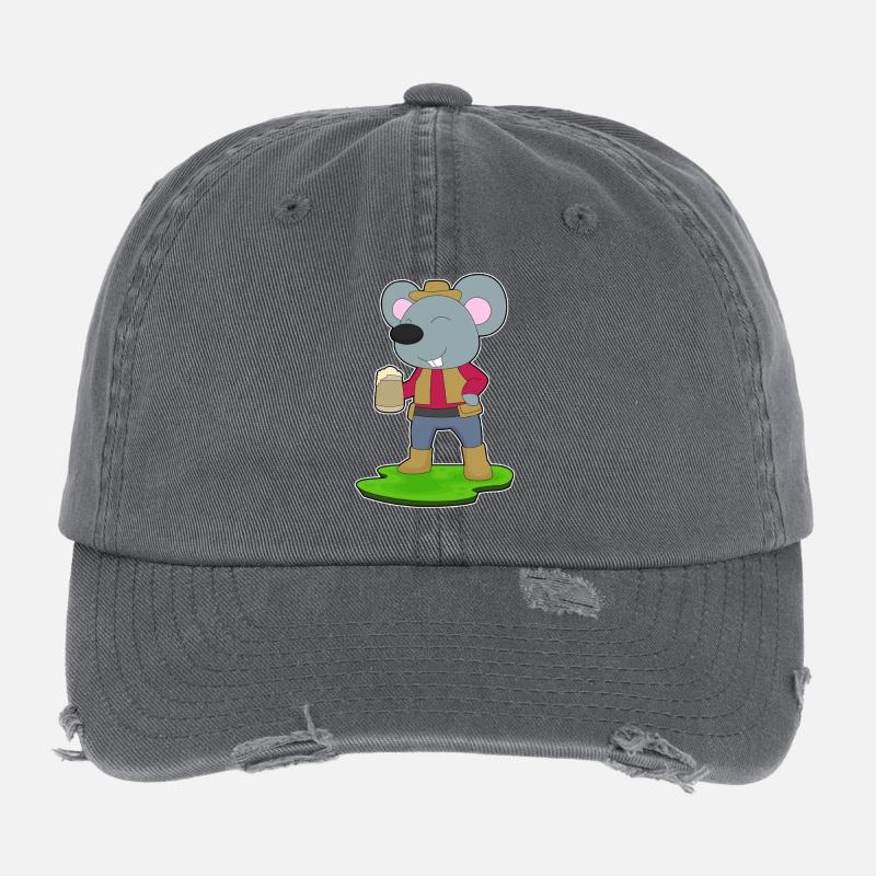 Chope de bière souris Bière Casquette vintage effet usé Flexfit
