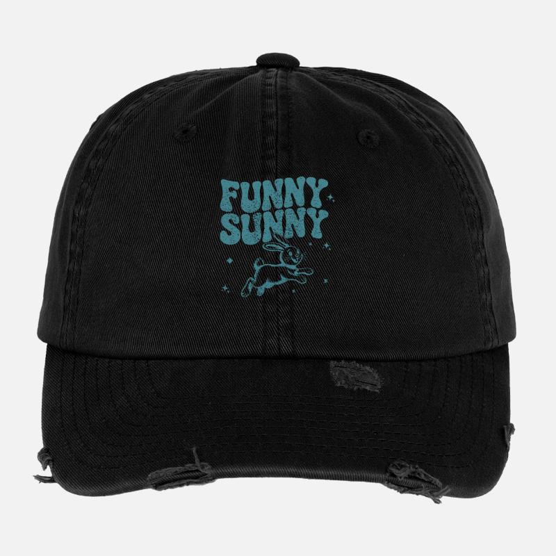 Verspieltes Hasen-Comic-Design Flexfit Vintage Destroyed Cap