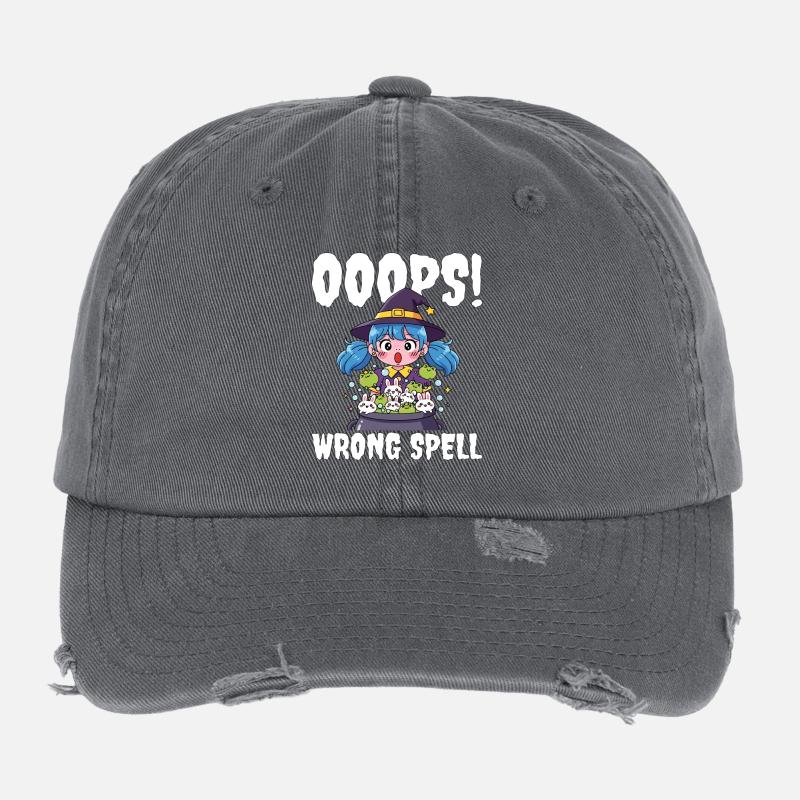 OUPS ! MAUVAIS SORT - SORCIÈRE HALLOWEEN Casquette vintage effet usé Flexfit