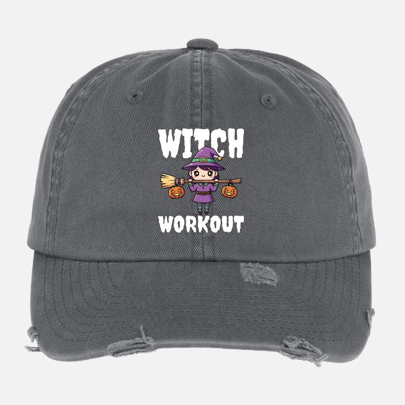 WITCH WORKOUT - WITCH HALLOWEEN Flexfit Vintage Destroyed Cap
