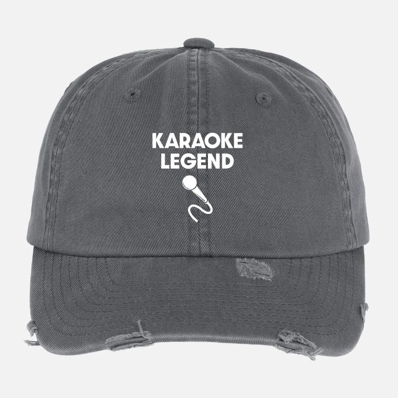 Karaoke Legend Microphone Design Flexfit Vintage Destroyed Cap