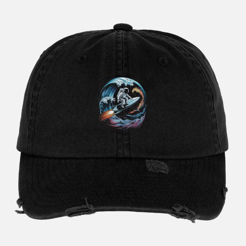 Les surfeurs de l'espace dans la tempête d'étoiles Casquette vintage effet usé Flexfit