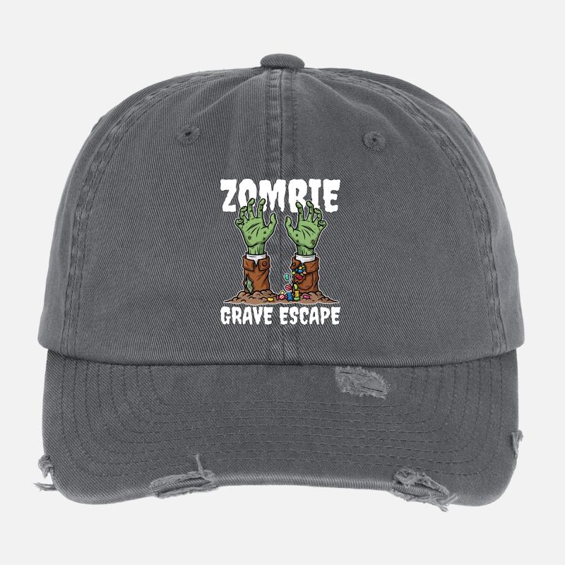 ZOMBIE_GRAVE_ESCAPE Flexfit Vintage Destroyed Cap