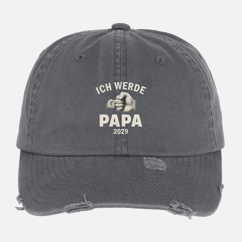 Ich werde Papa 2029 Flexfit Vintage Destroyed Cap