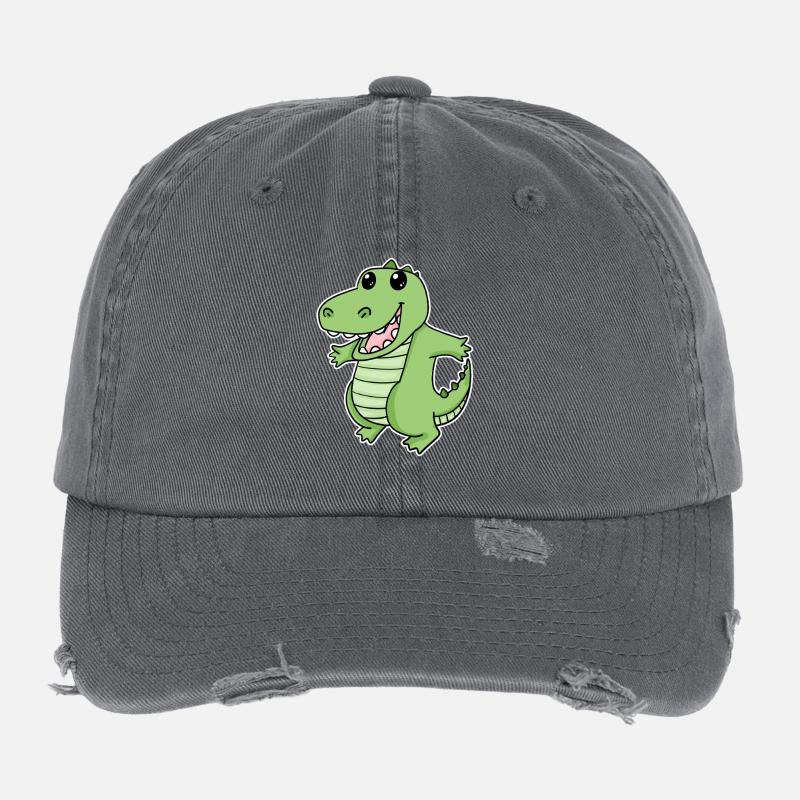 Conception de dessin animé de crocodile ludique Casquette vintage effet usé Flexfit