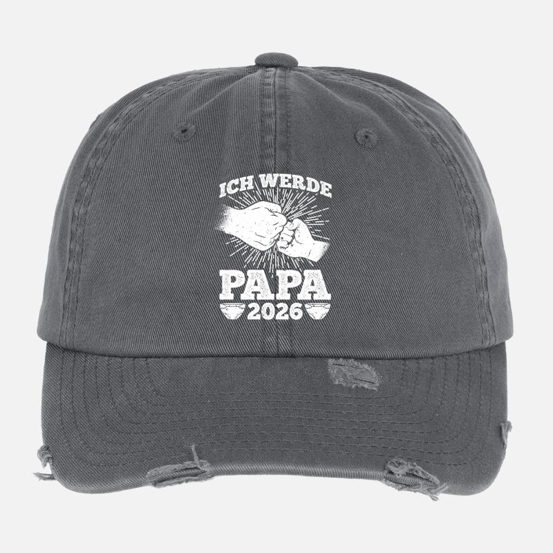 Werdender Vater ICH WERDE PAPA 2026 Lustig Flexfit Vintage Destroyed Cap