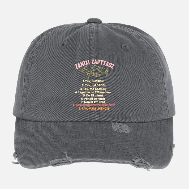 Dla pytających, zasady , Dron pilot Flexfit Vintage Destroyed Cap