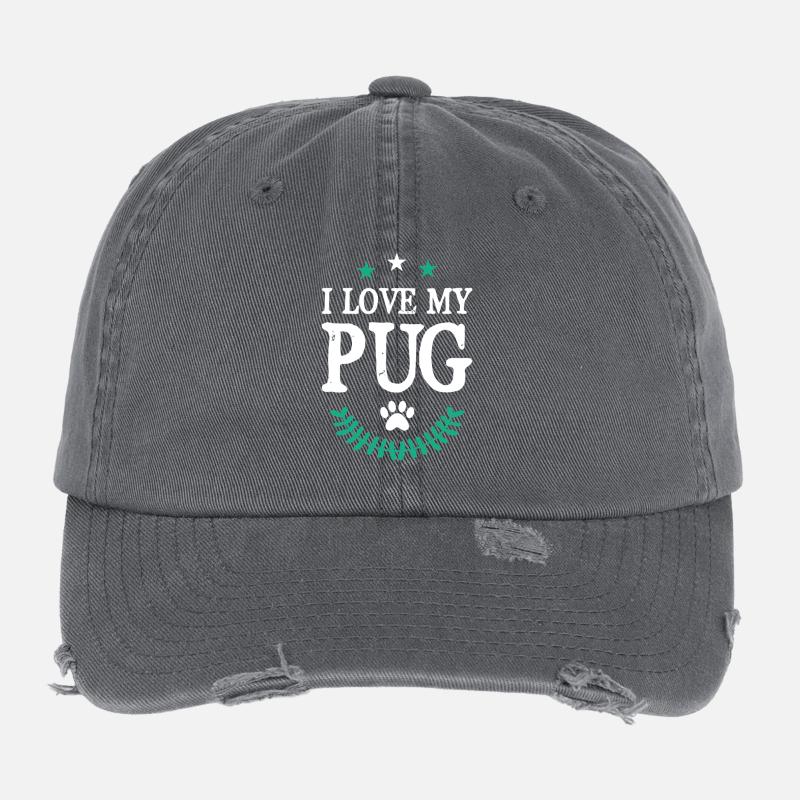 Pug Mops Flexfit Vintage Destroyed Cap