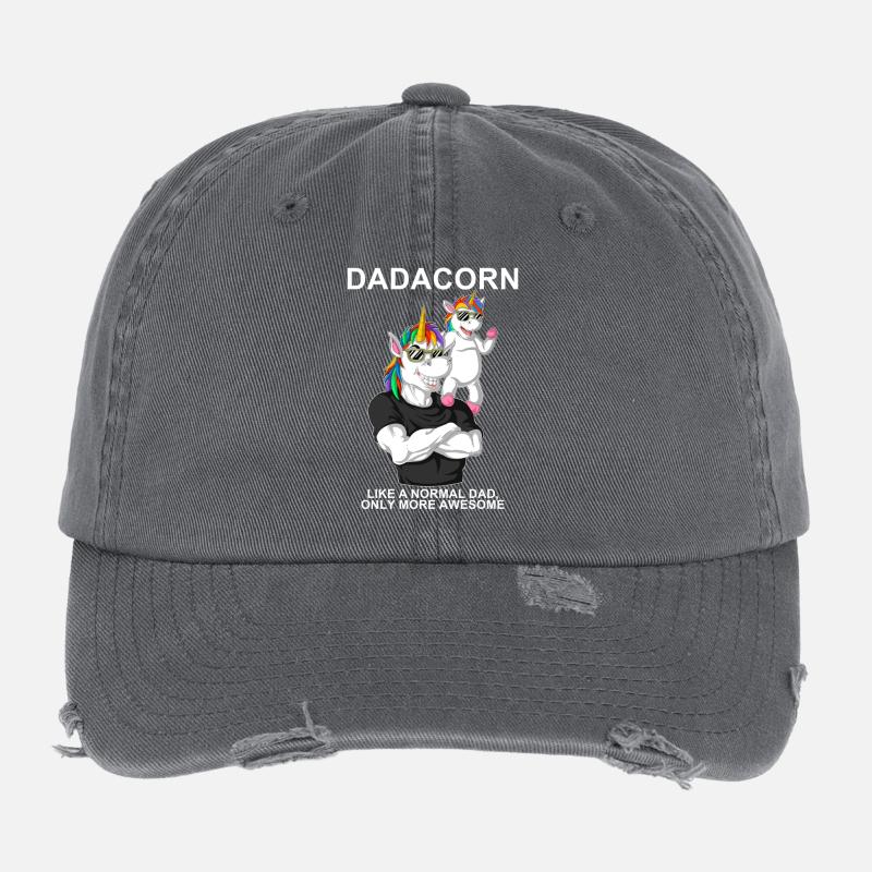 Humorvolle Einhorn Papa Illustration Flexfit Vintage Destroyed Cap