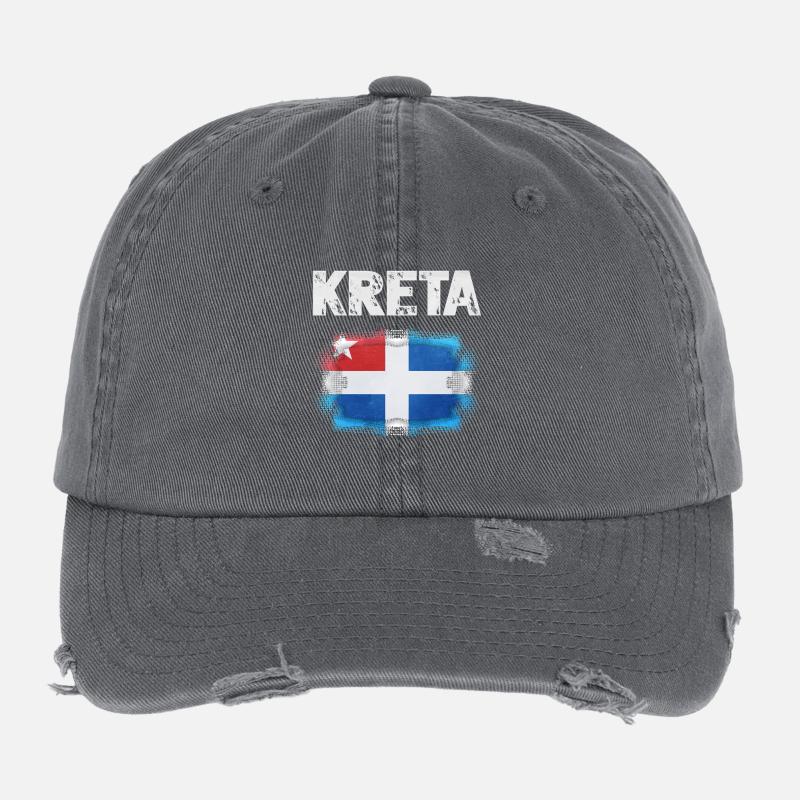 Kreta Flagge Design mit Wasserfarben-Effekt Flexfit Vintage Destroyed Cap