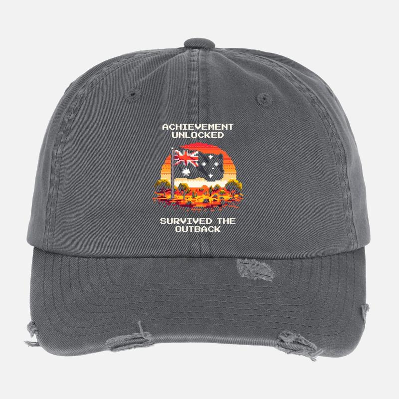 Achievement: Outback Survived | Australia Flexfit Vintage Destroyed Cap