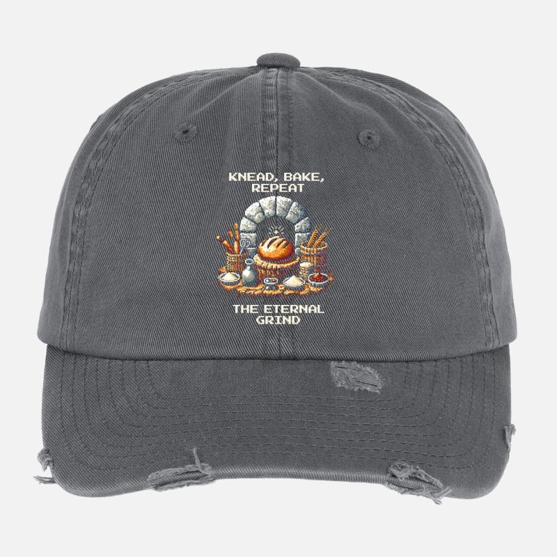 Knead, Bake, Repeat | Bread Baking Humor Flexfit Vintage Destroyed Cap