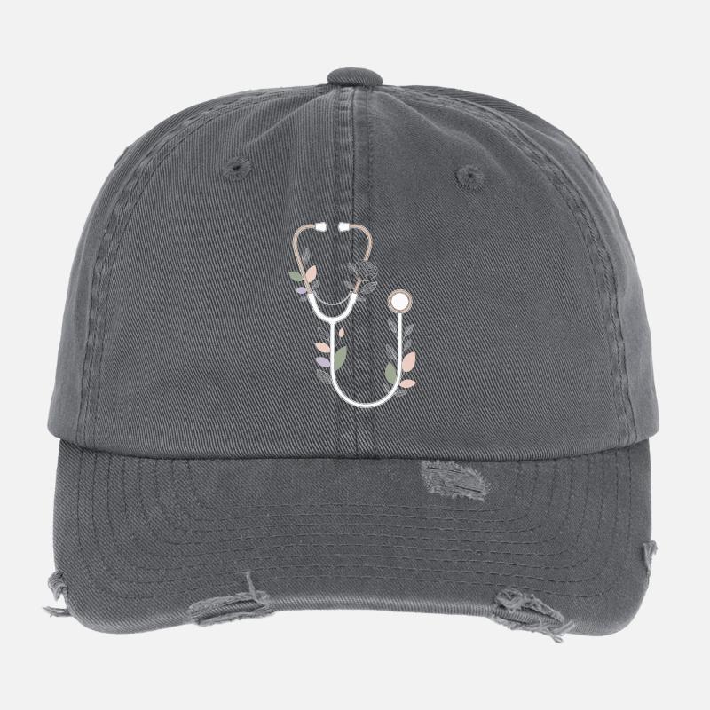 Conception de stéthoscope floral Casquette vintage effet usé Flexfit