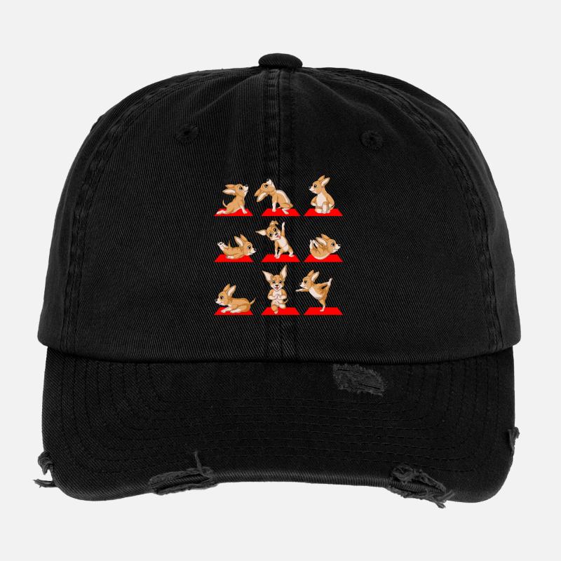 Chihuahua Yoga Flexfit Vintage Destroyed Cap