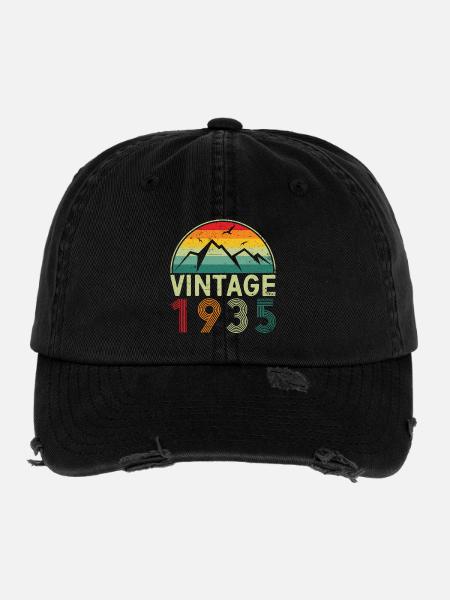 Retro Mountain Range Vintage Design - Flexfit Vintage Destroyed Cap - black - Front