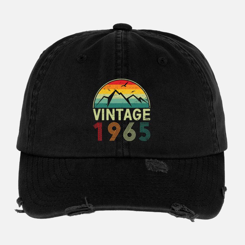 Conception de skyline de chaîne de montagnes vintage Casquette vintage effet usé Flexfit