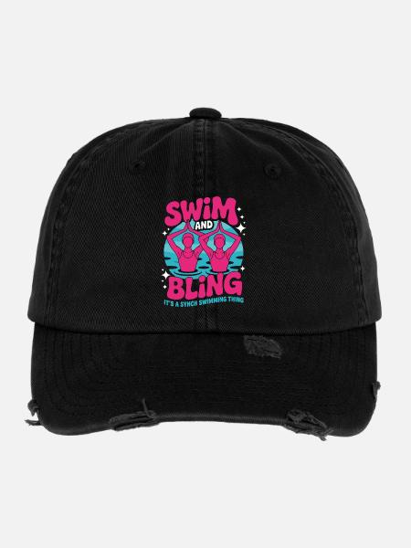 Synchronschwimmen Kunstschwimmen Wassersport - Flexfit Vintage Destroyed Cap - Schwarz - Vorne