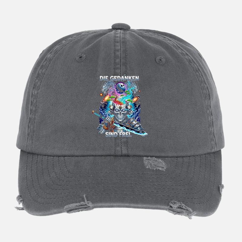 Die Gedanken sind frei Totenkopf Samurai Flexfit Vintage Destroyed Cap