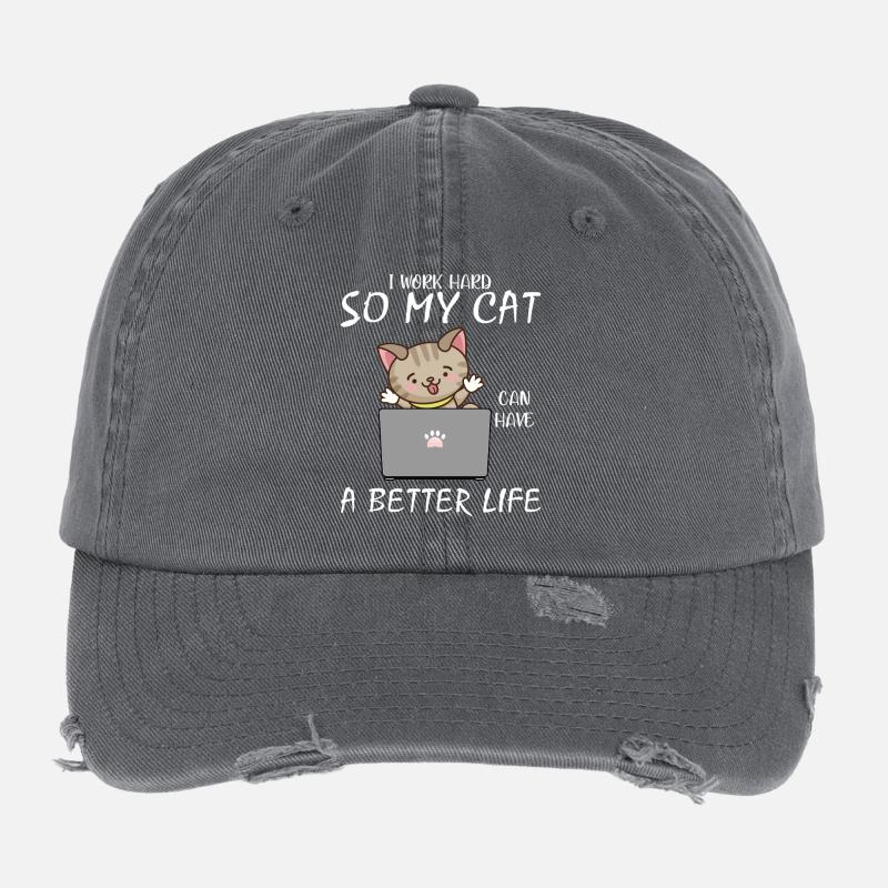 Adorable conception de motivation pour le travail du chat Casquette vintage effet usé Flexfit