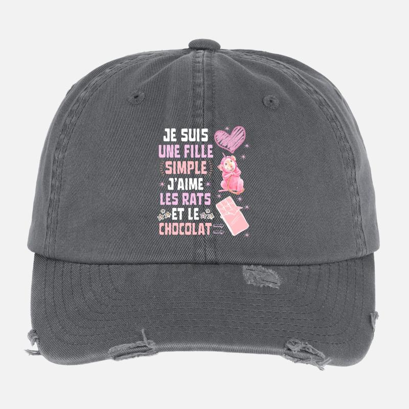I am a Simple Rats and Chocolate girl Flexfit Vintage Destroyed Cap