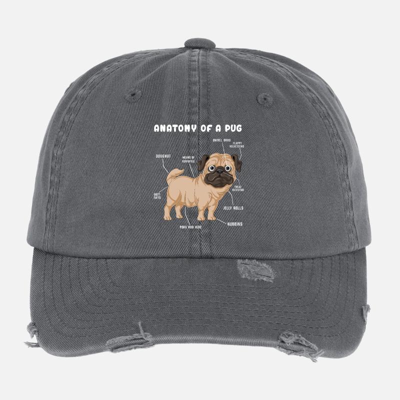 Pug Anatomy Flexfit Vintage Destroyed Cap