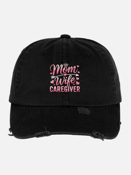 Mother Daughter Heart Motif - Flexfit Vintage Destroyed Cap - black - Front
