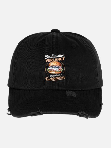 La situation appelle un sandwich au poisson - Casquette vintage effet usé Flexfit - noir - Devant