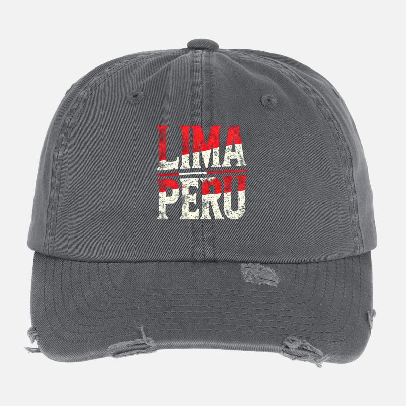 Lima Peru Retro Schriftzug Flexfit Vintage Destroyed Cap