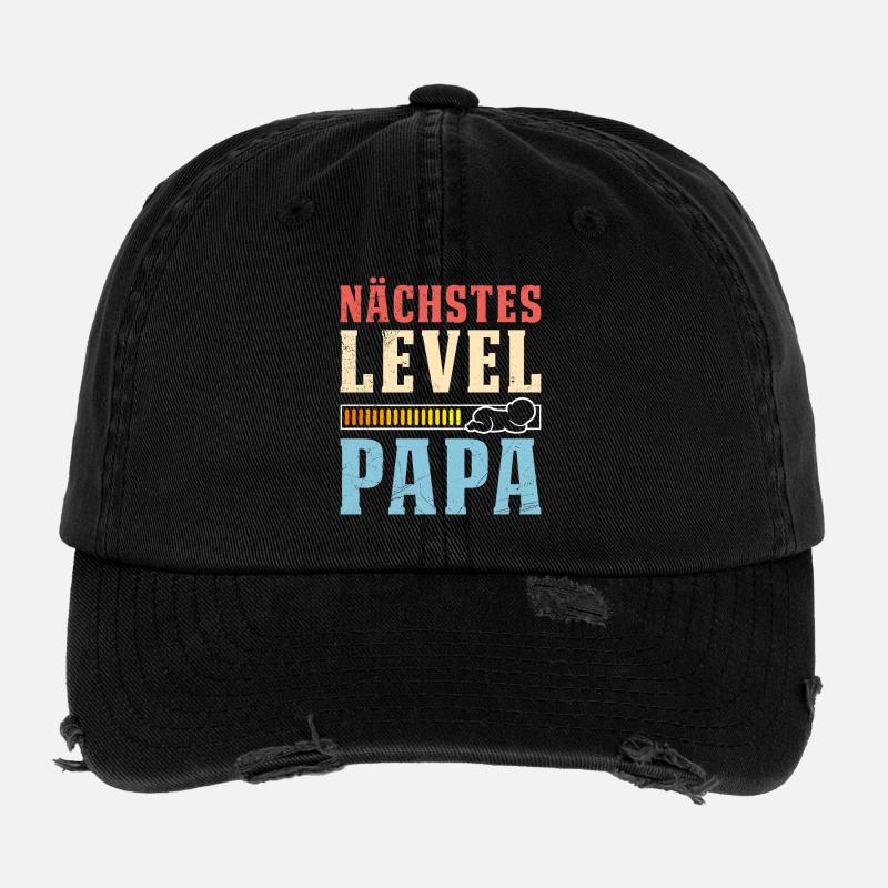 Gamer NEXT LEVEL DAD Funny Flexfit Vintage Destroyed Cap