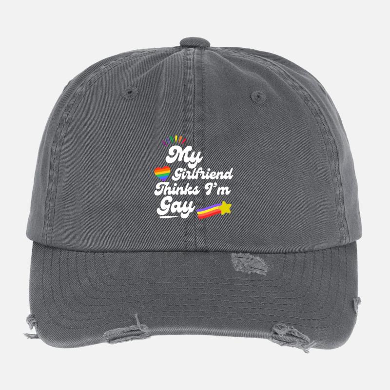 Rainbow Pride Heart Keepsake Design Flexfit Vintage Destroyed Cap