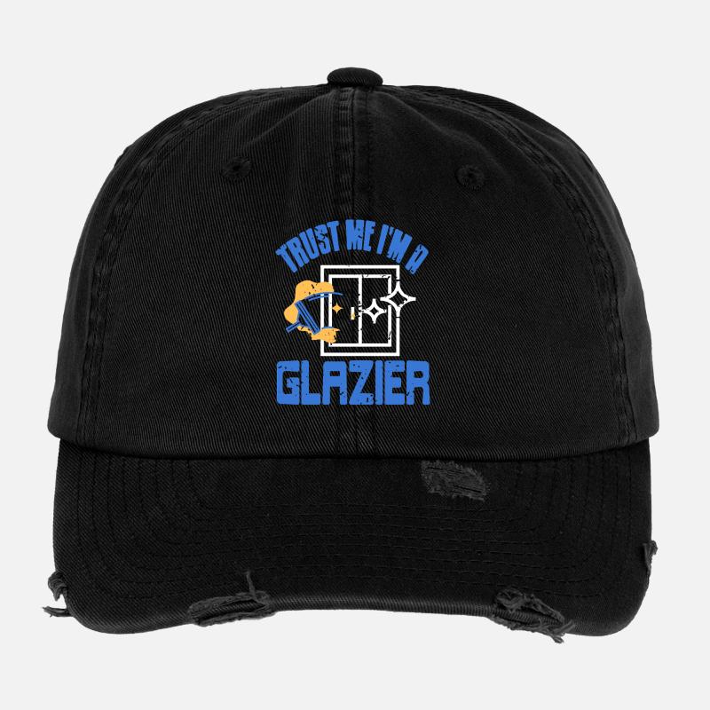 Trust Me I'm a Glazier Sparkle Glass Humor Flexfit Vintage Destroyed Cap