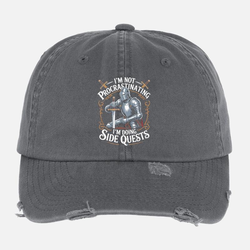 Im Not Procrastinating Im Doing Side Quests Flexfit Vintage Destroyed Cap