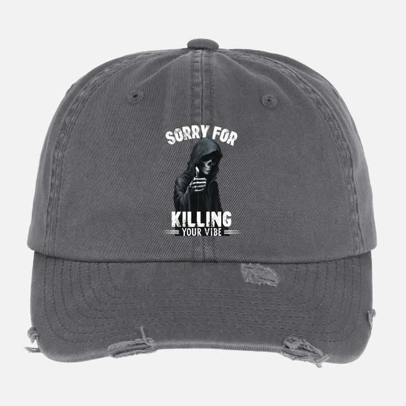 Sorry for killing your vibe Totenkopf Sensenmann Flexfit Vintage Destroyed Cap