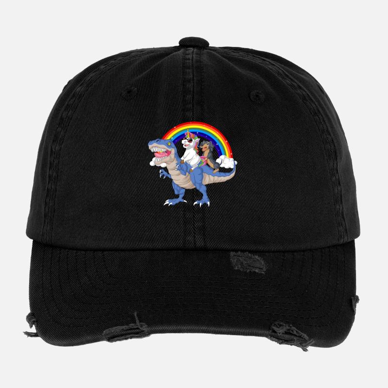 Dackel Einhorn T-Rex T-Shirt Flexfit Vintage Destroyed Cap