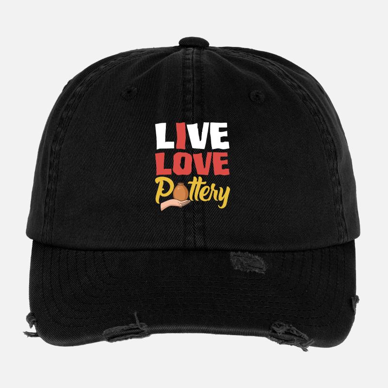 Lebe Liebe Töpfern Kunst Flexfit Vintage Destroyed Cap