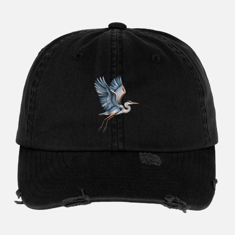 Elegant heron with outstretched wings Flexfit Vintage Destroyed Cap