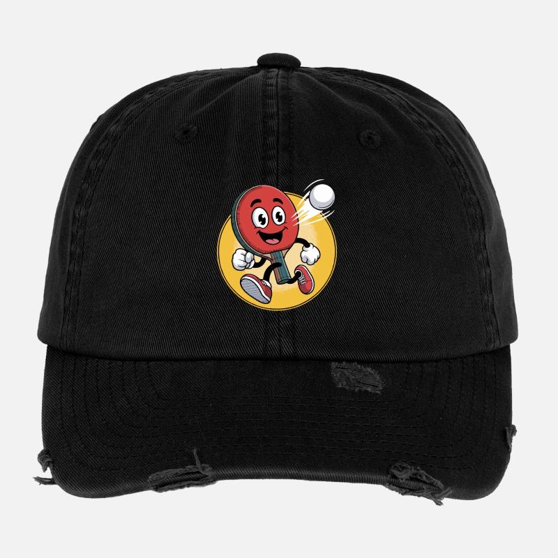 Conception de dessin animé de tennis de table Casquette vintage effet usé Flexfit