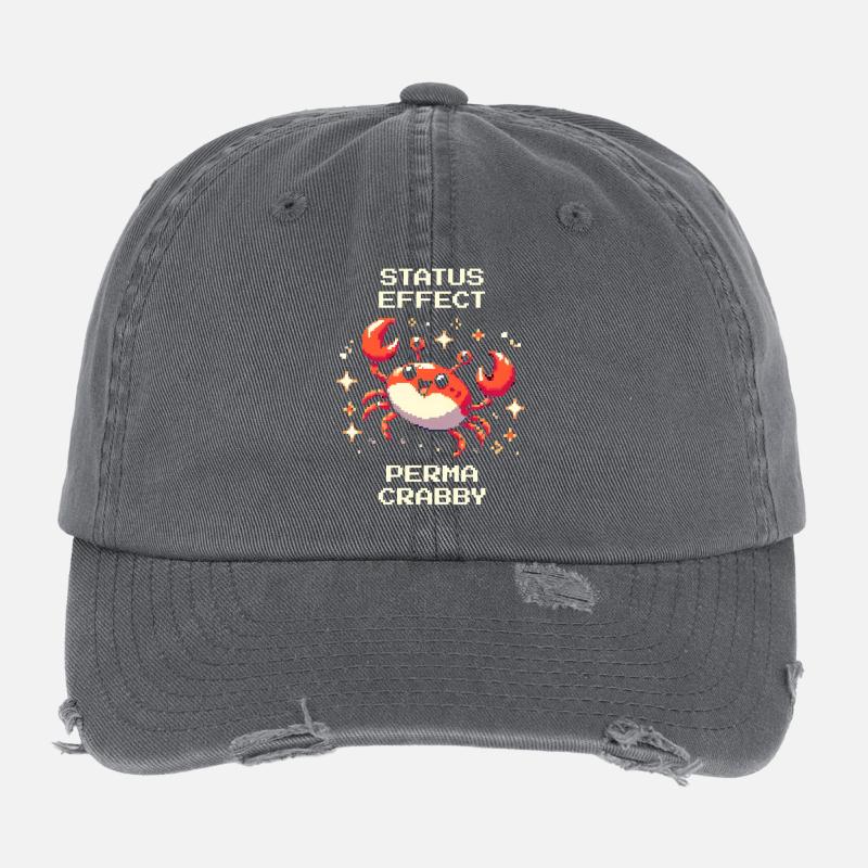 Statuseffekt: Perma-krabbelig | Krabbe, Meer Flexfit Vintage Destroyed Cap