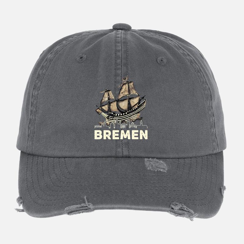 Historic Bremen Hanseatic Cog Flexfit Vintage Destroyed Cap