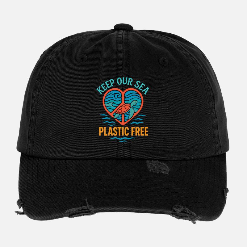 Keep our ocean plastic-free Flexfit Vintage Destroyed Cap