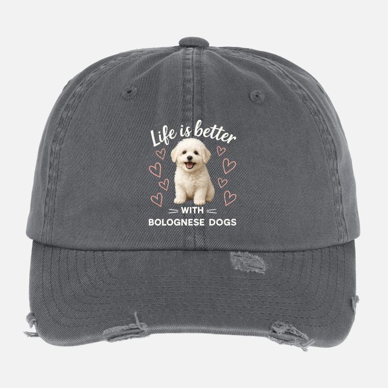 Bolognese Hund Flexfit Vintage Destroyed Cap