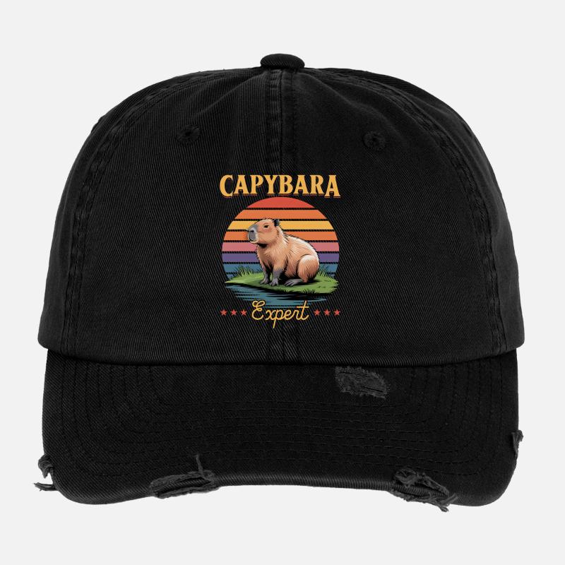 Esthétique amusante Kawaii Capybara Casquette vintage effet usé Flexfit