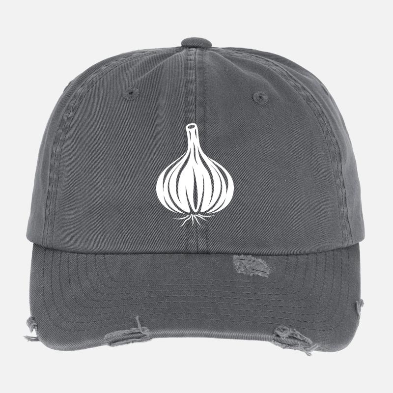 Ail silhouette noir et blanc Casquette vintage effet usé Flexfit