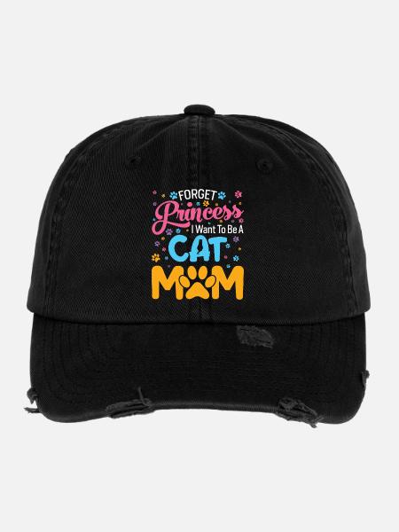 Ich will Katzenmama sein - Flexfit Vintage Destroyed Cap - Schwarz - Vorne
